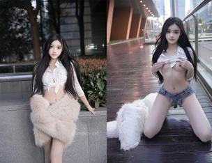 顏值身材極品的秀人網極品嫩模 龍雪兒 與攝影師的私拍